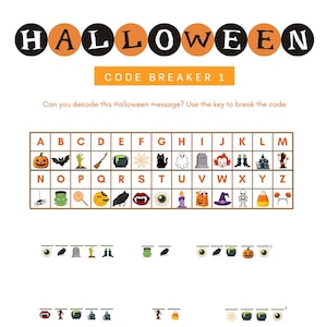 Halloween Codebreaker Printable, Mystery Puzzle Game, Secret Message Activity, Spooky Party, Classroom Worksheet, Kid Activity, Brain Teaser