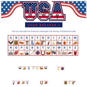 America Code Breaker, American Kids Printable, America Decoder, 4th of July Activity, American Party Game, Patriotic Classroom Party PDF