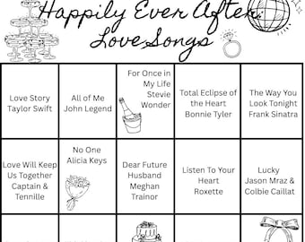 Love Songs Music Bingo: Bridal Shower Game (Digital Download)