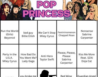 Pop Girl Music Bingo, 20 Bingo Cards, Playlist Included, Hen Party Game, Digital Download
