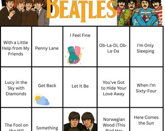The Beatles Musik Bingo, 20 Bingokarten, inklusive Playlist, digitaler Download