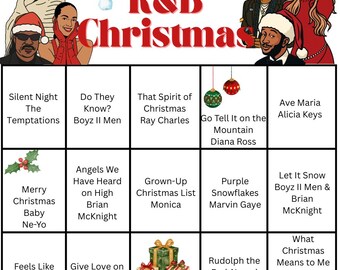 R & B-Weihnachtsmusik-Bingo zum Ausdrucken: 20 druckbare Karten, Music-Bingo enthalten (digitaler Download)