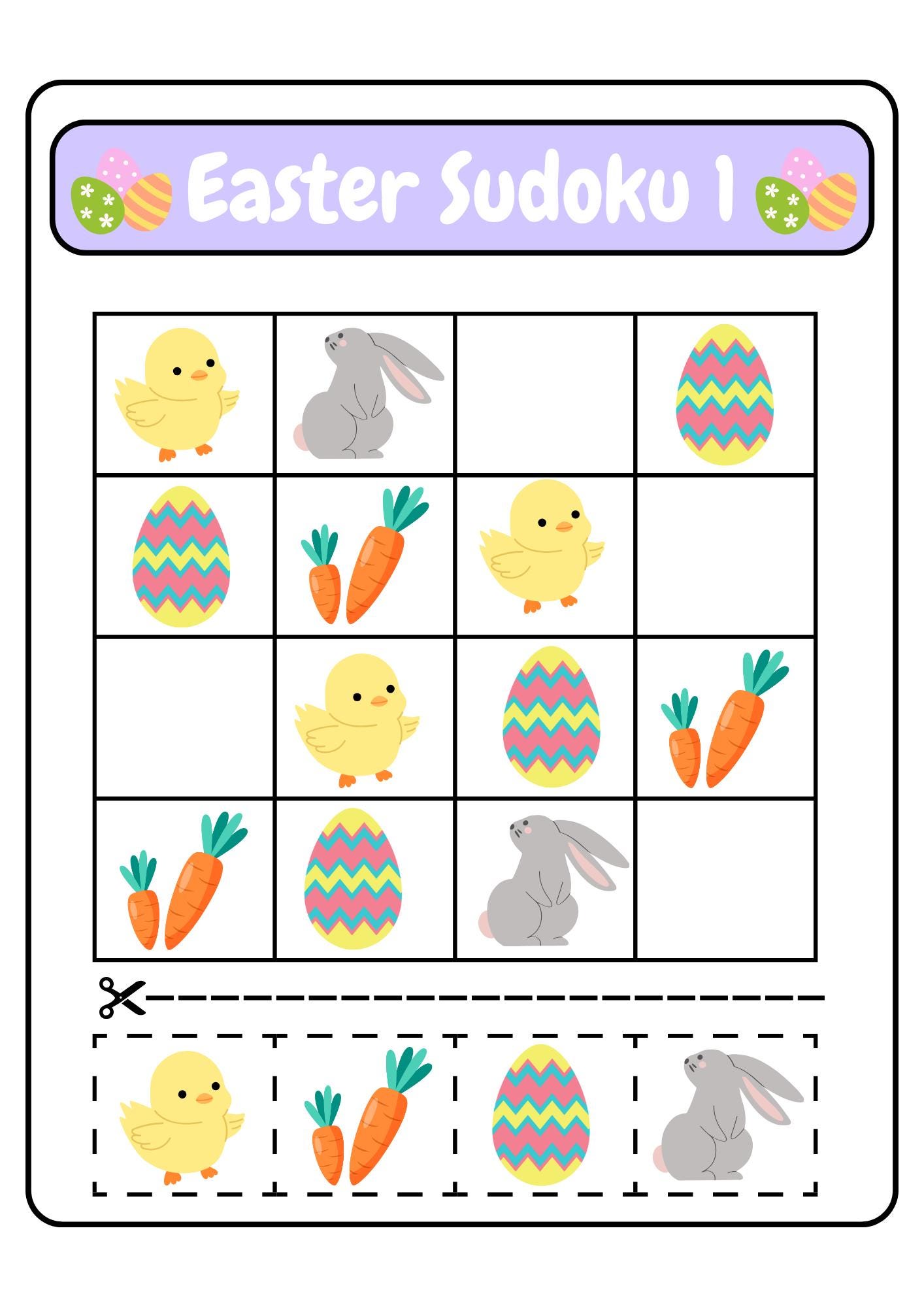 Easter Sudoku Puzzle for Kids | Spring Activity (PDF Printable) - Etsy