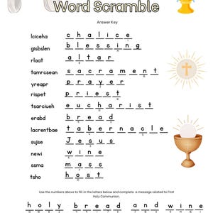 First Communion Word Scramble Printable | Catholic Activity for Kids - Etsy