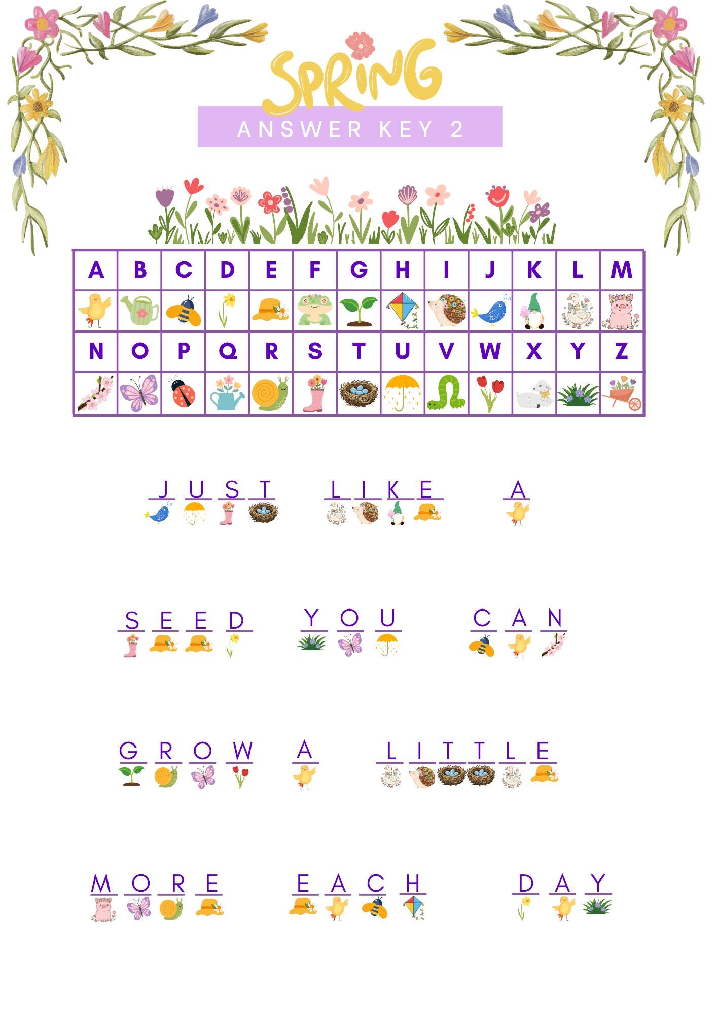Spring Code Breaker Game – 2 Fun Printable Activities for Kids - Etsy