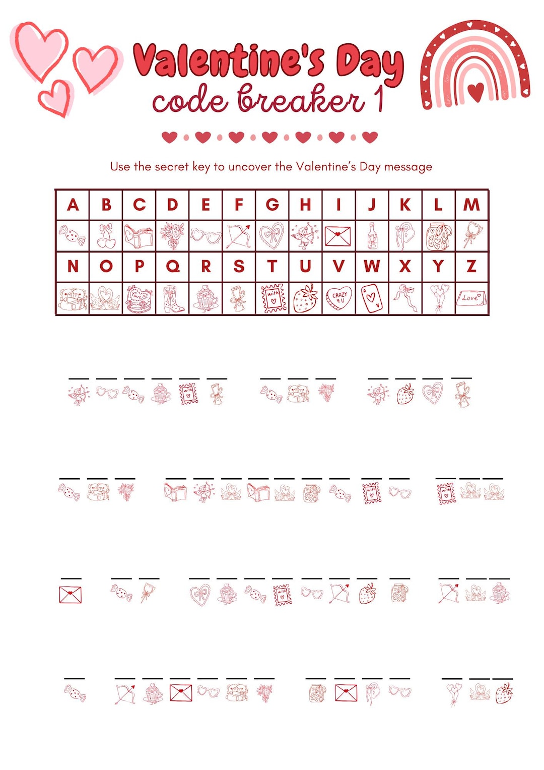 Valentine’s Day Code Breaker Game – Fun Printable Activity for Kids - Etsy
