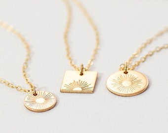 Sunburst Necklace - Sunshine Necklace - Gold Disc Necklace - Sunset Necklace - Sunrise Necklace