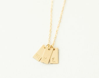 Tiny Bars Initial Necklace - Mother's Necklace - Letters Necklace - Necklace for Mom