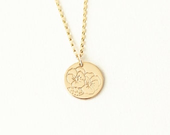 Birth Month Flower Necklace - Birth Flower Necklace - Mother&#39;s Necklace - Add Discs - Dainty Disc Necklace - Kids Necklace - Gifts for Her