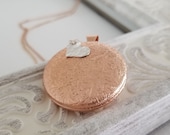 Antique Silver Locket - Locket Necklace - Rose Gold Locket - Rose Gold Jewelry - Bridesmaid Locket - Gifts for Her - Flowergirl locket