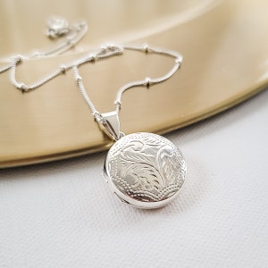 Sterling Silver Photo Locket Mothers Locket Satellite Chain Locket with Pictures Locket Necklace Mothers Necklace-Bridesmaid Locket image 1