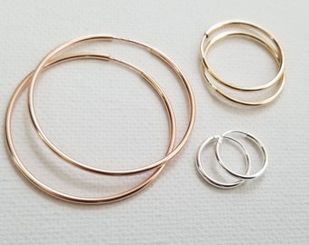 Rose Gold Filled Live in Hoop Earrings, Gold Filled Hoop Earrings, Sterling Silver Hoop Earrings - Everyday Hoop earrings - Gift for Her