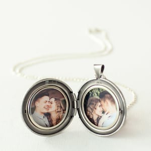 Silver Photo Locket Necklace - Gold or Rose Gold Locket - Floral Silver Locket - Locket Photo Necklace-Necklace With Photo-Bridesmaid Locket