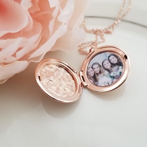 Rose Gold, Antique Silver or Gold Locket Necklace Silver Photo Locket Memory Locket Locket with Photo Silver Locket Photo Locket image 6