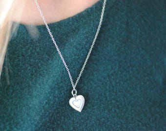 Médaillon coeur en argent sterling délicat - collier coeur en argent - médaillon en argent antique - médaillon VINTAGE - médaillon de demoiselle d'honneur - médaillon de fille de fleur