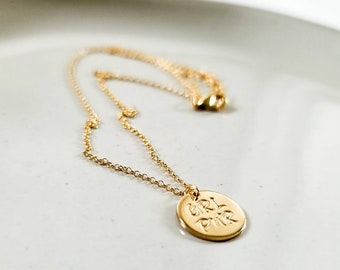 Girl Power Necklace - Mantra Necklace - Rose Gold Necklace - Little Girl Necklace - Gold Coin Necklace - Flower Girl Necklace - BFF gift