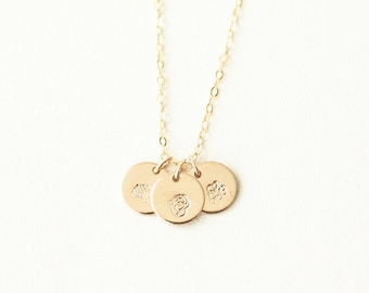 Birth Month Flowers Disc Necklace – 9mm (1/3 inch) - Mother Necklace - Initial Necklace -