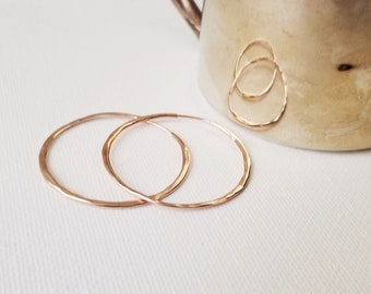 Pendientes de aro martillados – Oro, oro rosa laminado, plata de ley para uso diario