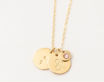 Semicolon Necklace - Ampersand Necklace - Personalized Mental Health Awareness Necklace - Mental Health Awareness Jewelry-Gold Coin Necklace