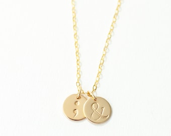 Ampersand en puntkomma ketting - Ampersand 9 mm (1/3 inch) ketting - Mental Health Awareness ketting - Mental Health Awareness Jewelry