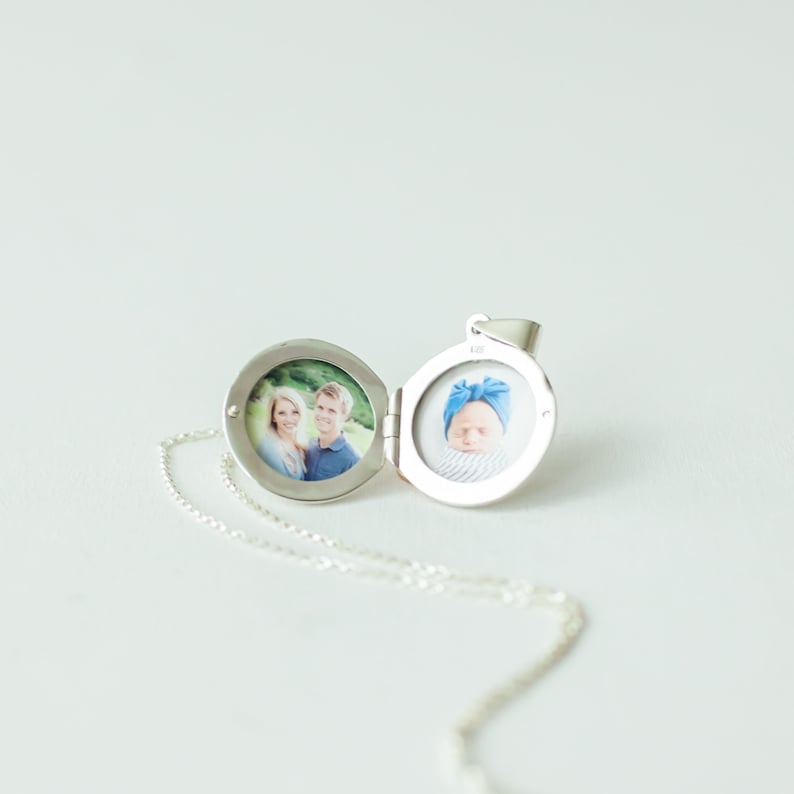 Sterling Silver Photo Locket Mothers Locket Satellite Chain Locket with Pictures Locket Necklace Mothers Necklace-Bridesmaid Locket image 5