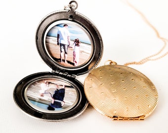 Gold Photo Locket - Antique Silver Picture Locket - Locket Necklace - Antique Silver Locket - Locket Gift - Locket with Pictures