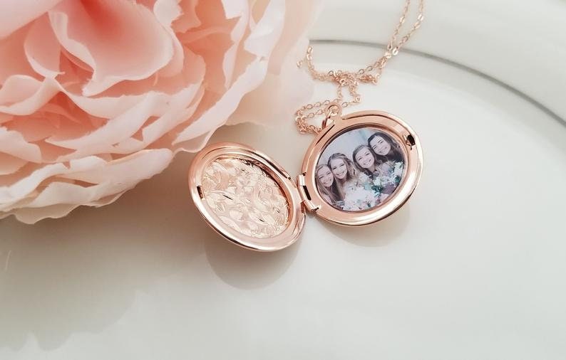 Rose Gold or Silver Locket With Photo Rose Gold Necklace Etsy