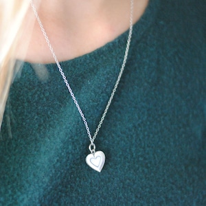 Dainty Sterling Silver Heart Locket Silver Heart Necklace Antique Silver Locket VINTAGE locket Personalized Bridesmaid Locket image 2