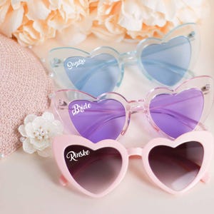 Custom Heart Shaped Bridal Party Sunglasses - Personalized Keepsake for Bridesmaids and Special Occasions, Bridesmaid Gifts