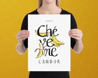 Affiche avec des mots du Venezuela : Chévere-cambur-pintón. Cadeau pour un ami. Décoration intérieure.