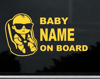 Baby on Board - Personalized Name & Color | Personalized Vinyl Car Sticker for Car, Bike Trailer, Gift for Parents