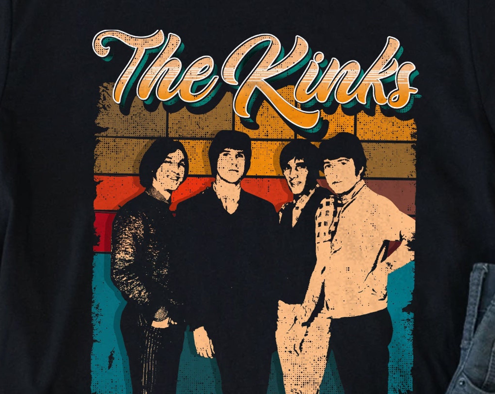 Discover Maglietta T-Shirt Membri Di The Kinks Uomo Donna Bambini - Regalo Per Amanti Di Rock And Roll Vintage Retro