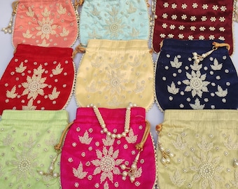 Bolsas Potli de seda bordadas / Recuerdos de boda indios