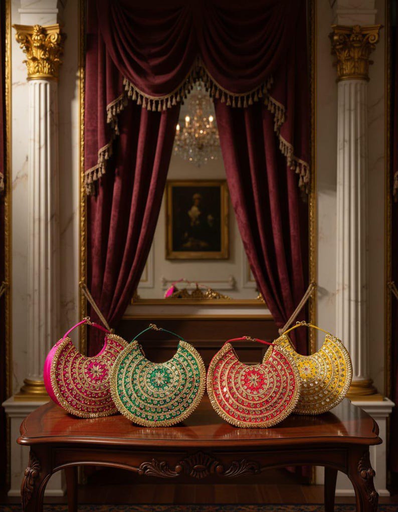 Handmade Indian festival potli bag with decorative embroidery