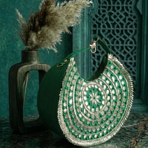 Handmade Indian wedding potli bag with beadwork embroidery