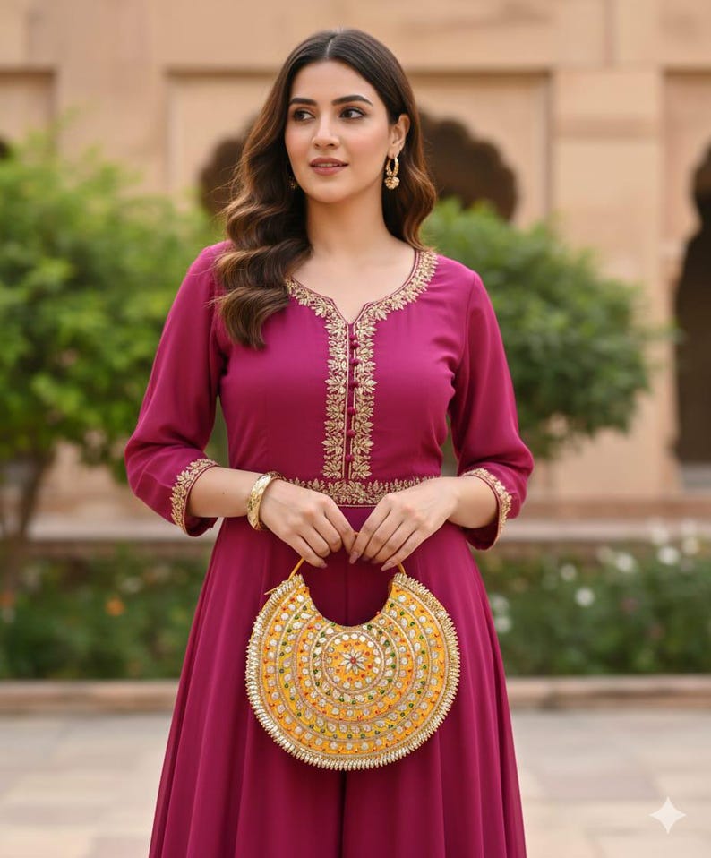 Traditional Indian potli bag with intricate gotta patti embroidery