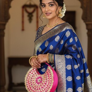 Handcrafted Indian ethnic clutch bag with traditional design