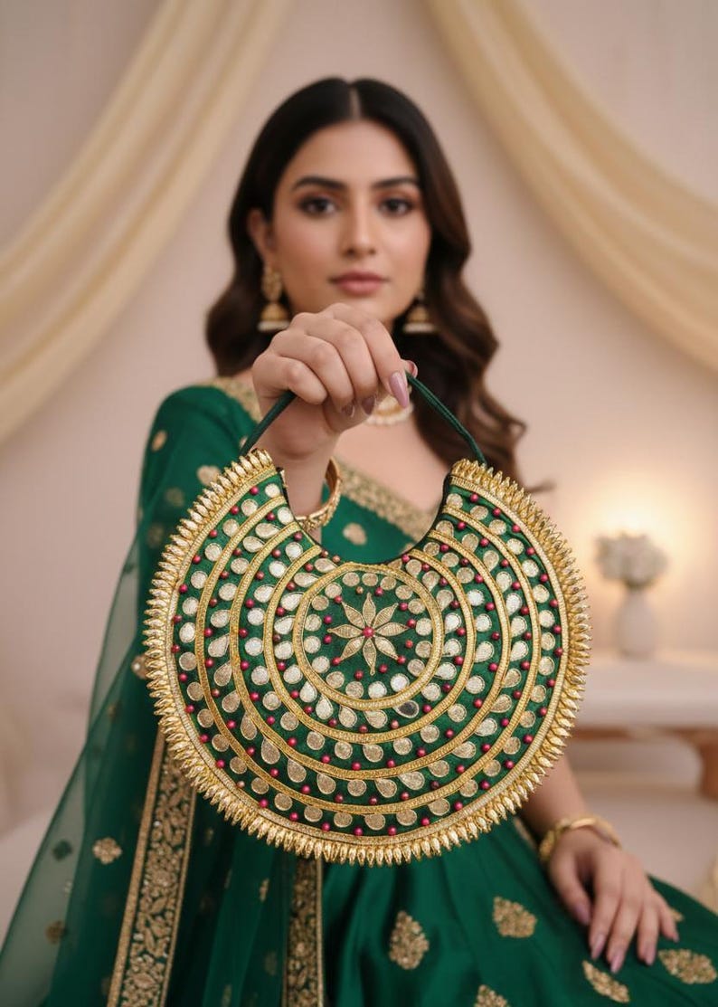 Ethnic Indian embroidered clutch bag for festive and wedding wear