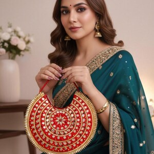 Traditional Indian bag featuring detailed gotta patti embroidery
