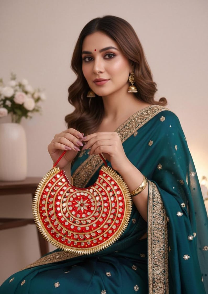 Traditional Indian bag featuring detailed gotta patti embroidery
