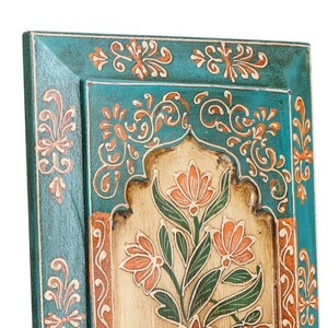Set of 3" Vintage Jharokha Floral Hand Painted Art, Indian Wall Art, Traditional Wooden Wall Frames, Wall Hanging, Statement Wall Decor image 3