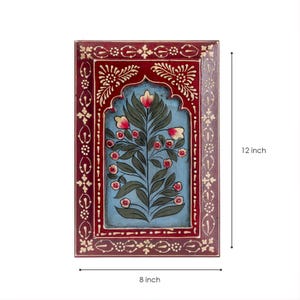 Set of 3" Vintage Jharokha Floral Hand Painted Art, Indian Wall Art, Traditional Wooden Wall Frames, Wall Hanging, Statement Wall Decor image 10