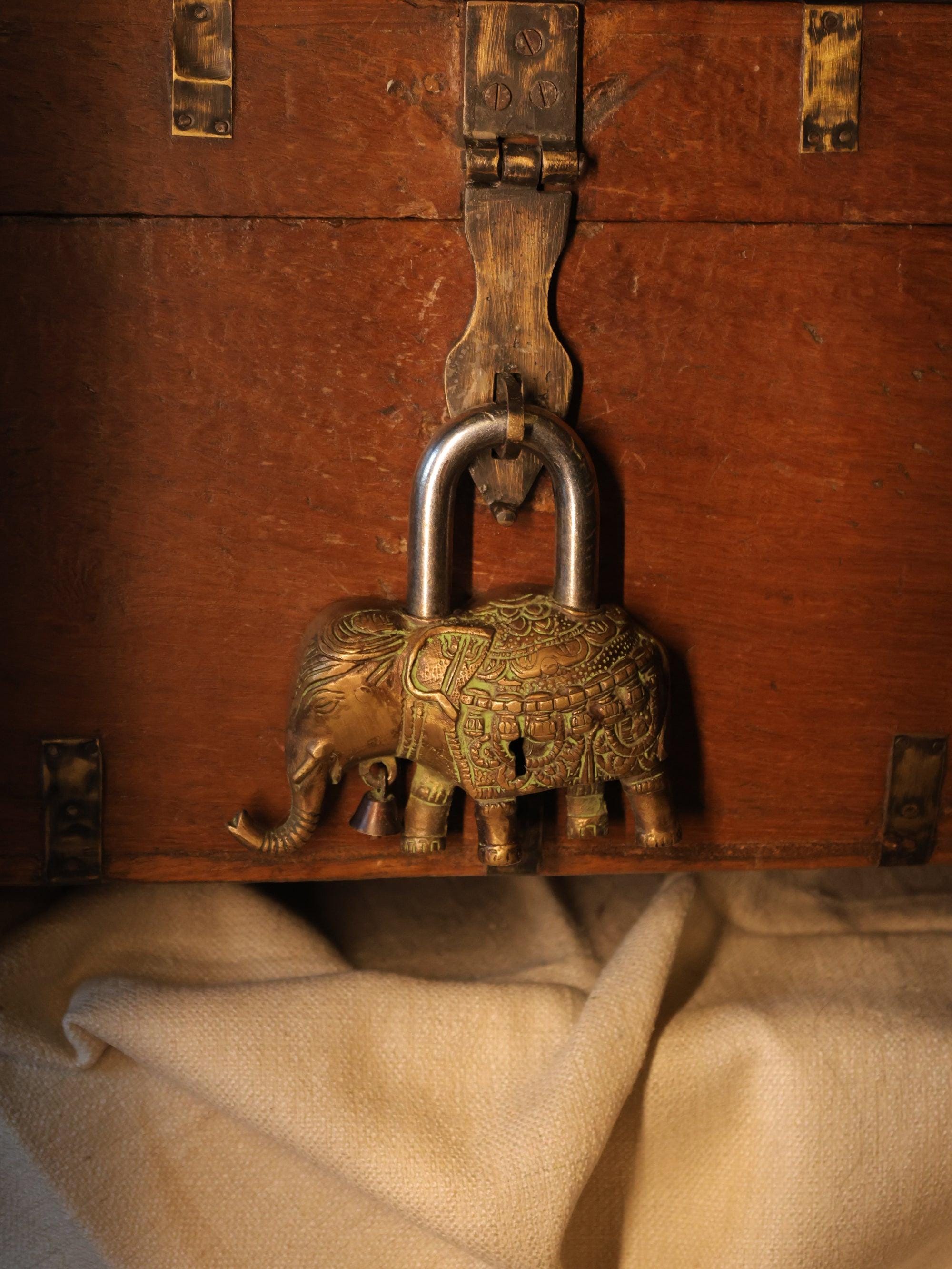 Vintage Door Lock, Brass Elephant Door Padlock With Keys, Good Luck ...