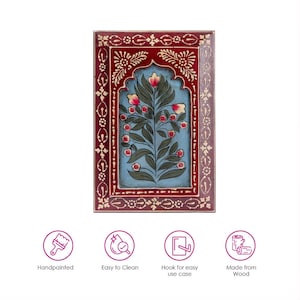 Set of 3" Vintage Jharokha Floral Hand Painted Art, Indian Wall Art, Traditional Wooden Wall Frames, Wall Hanging, Statement Wall Decor image 11