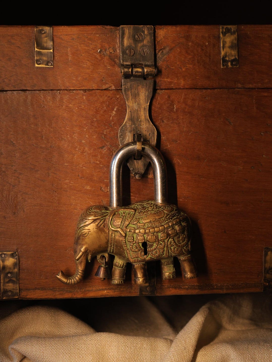 Vintage Door Lock, Brass Elephant Door Padlock With Keys, Good Luck ...