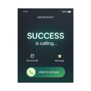 Success Calling Canvas Wandkunst, inspirierende Wohnkultur, motivierende Bürodekoration, Geschenk für Unternehmer, positive Affirmation Kunst
