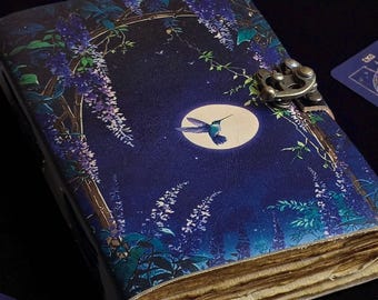 Mondphase Leder Grimoire: 400 Seiten Büttenrand Buch der Schatten