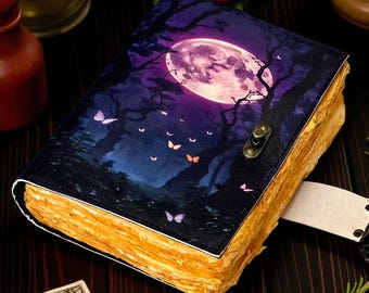 Moon Leather Journal: Gothic Butterfly Grimoire, Book of Shadows