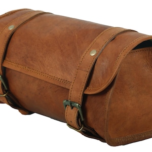 Vintage Brown Leather Motorcycle Tool Bag: Buffalo Leather Pannier