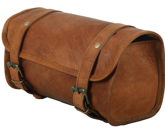 Vintage Brown Leather Motorcycle Tool Bag: Buffalo Leather Pannier